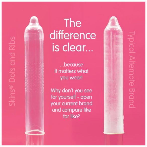 Skins - räfflade och prickiga kondomer - 16 st