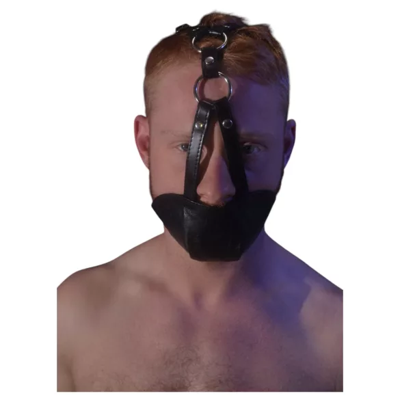Rouge - lädermask med munkula - svart