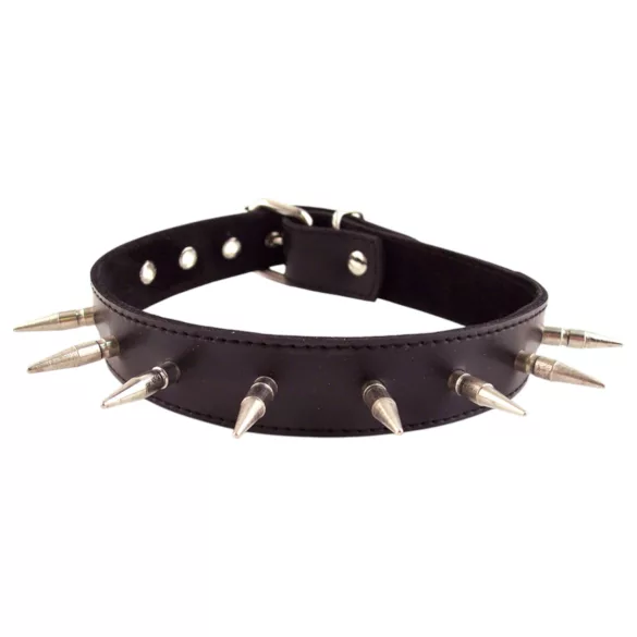Rouge - läderhalsband med nitar - svart