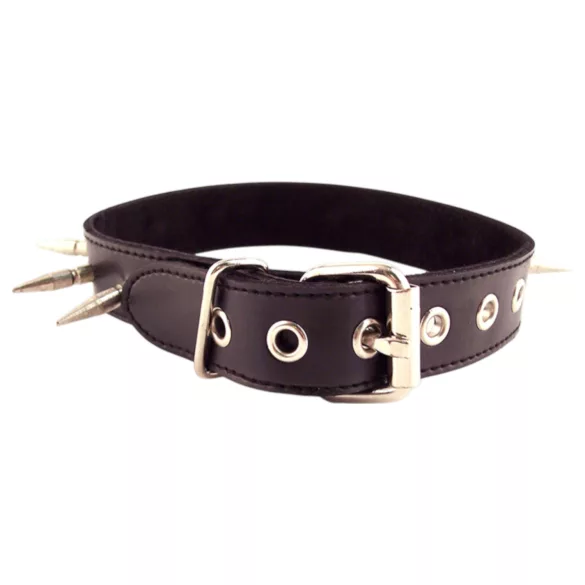 Rouge - läderhalsband med nitar - svart
