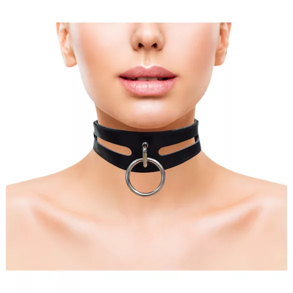 Rouge - halsband i äkta läder - svart