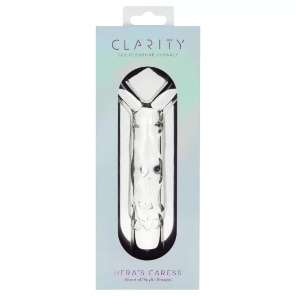 Clarity - glasdildo med hjärtformat handtag - transparent