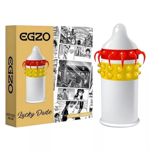 Egzo Lucky Dude - kondom med knottror och tentakler - 1 st