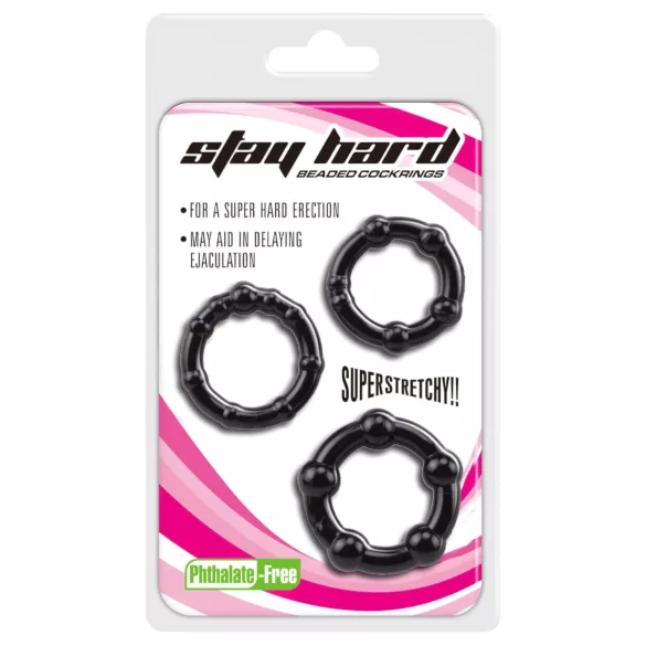 Lonely Stay Hard - penisring set - 3-pack - svart
