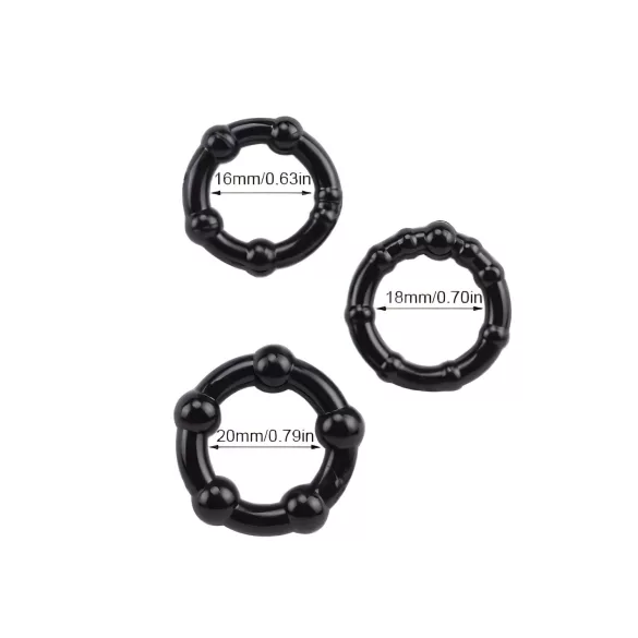 Lonely Stay Hard - penisring set - 3-pack - svart