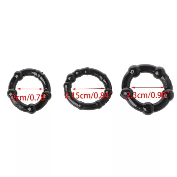 Lonely Stay Hard - penisring set - 3-pack - svart