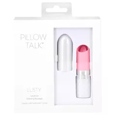   Pillow Talk Lusty - uppladdningsbar stavvibrator med tungfunktion (vit/rosa)