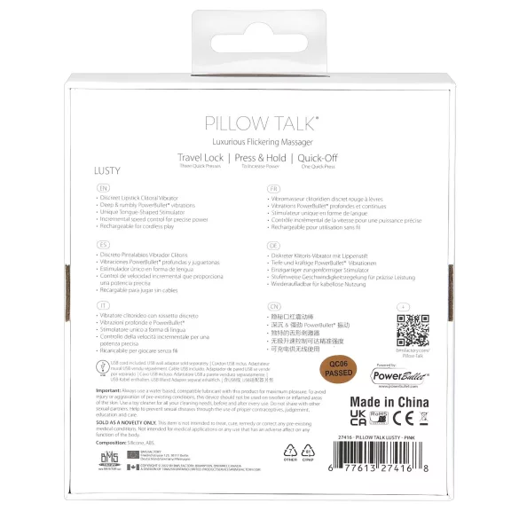 Pillow Talk Lusty - stavvibrator med tungform - uppladdningsbar - rosa
