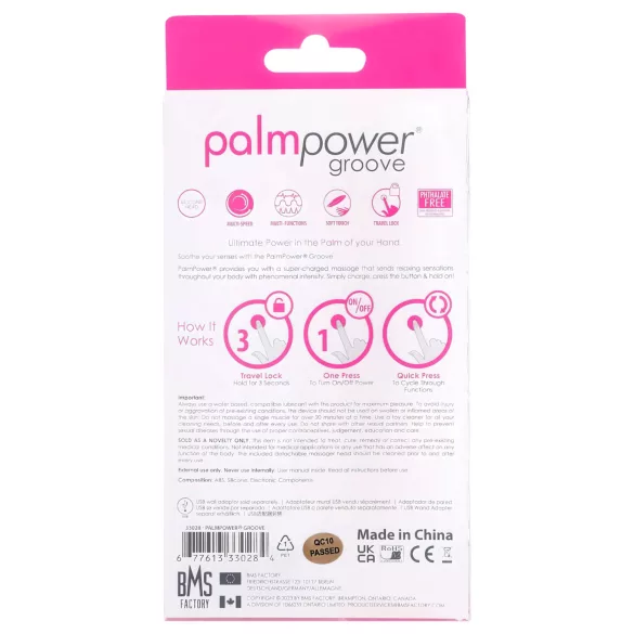 PalmPower groove - massagevibrator med batteri - rosa
