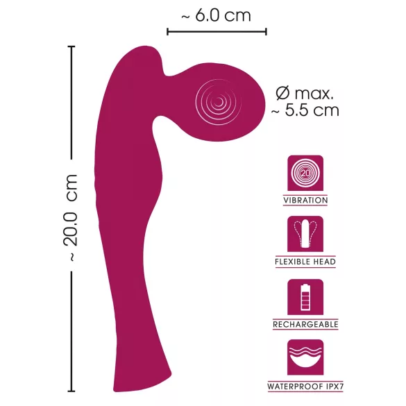 SMILE - massagevibrator wand - uppladdningsbar - rosa