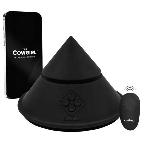 The Cowgirl Cone - appstyrd premium-sexmaskin - med 2 utbytbara tillbehör, 20 vibrationslägen (svart)