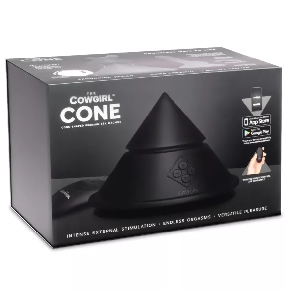 The Cowgirl Cone - appstyrd premium-sexmaskin - med 2 utbytbara tillbehör, 20 vibrationslägen (svart)