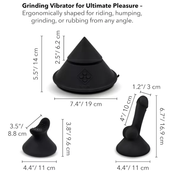 The Cowgirl Cone - appstyrd premium-sexmaskin - med 2 utbytbara tillbehör, 20 vibrationslägen (svart)