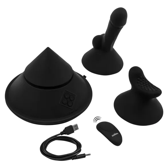 The Cowgirl Cone - appstyrd premium-sexmaskin - med 2 utbytbara tillbehör, 20 vibrationslägen (svart)