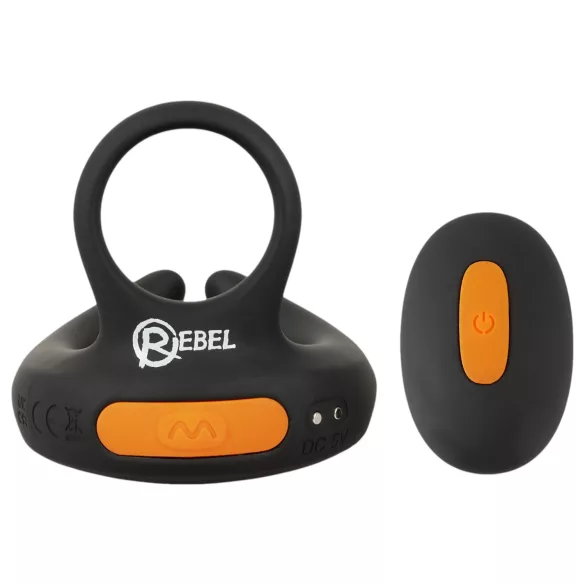 Rebel - vibrerande penisring och pungvibrator - svart