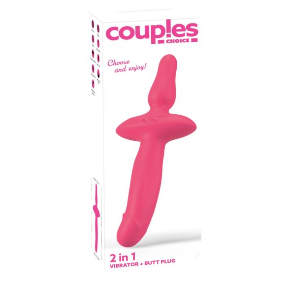 Couples Choice - vibrator och analplugg 2-i-1 - silikon rosa