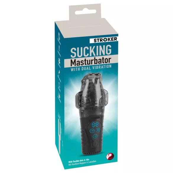 Stroker - masturbator med sug och vibration - grå