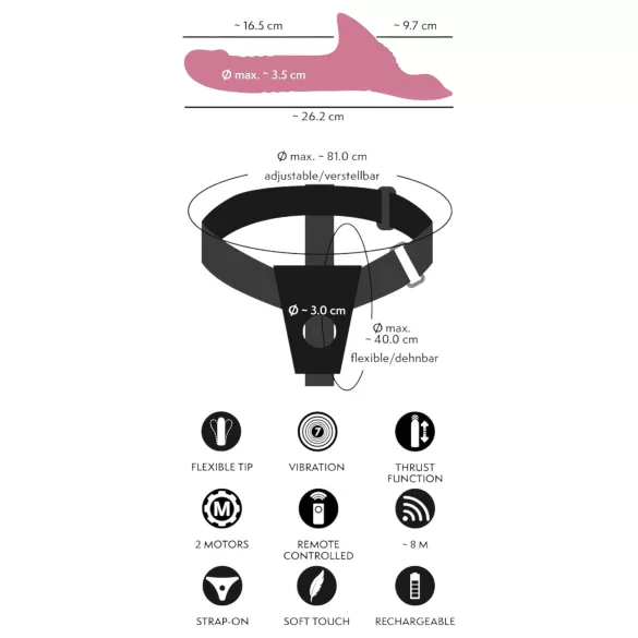 You2Toys - strap-on vibrator set - röd