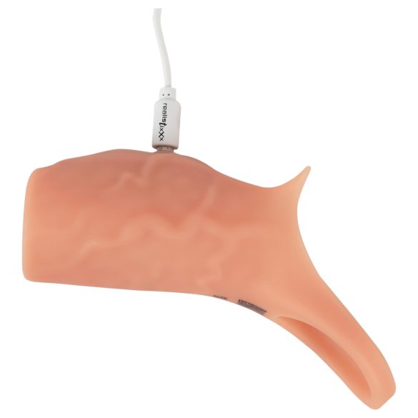 Realistixxx - penisöverdrag med vibration - öppet - naturfärg