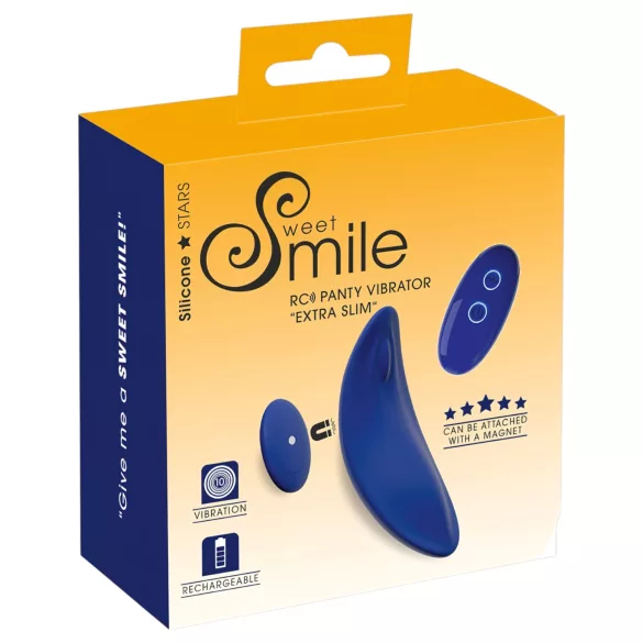 Smile - bärbar extra tunn trosvibrator med fjärrkontroll (blå)