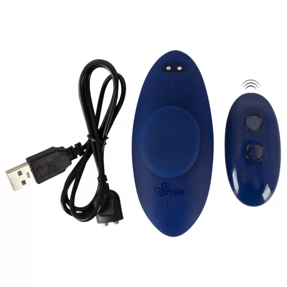 Smile - bärbar extra tunn trosvibrator med fjärrkontroll (blå)