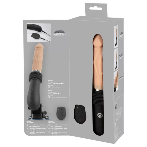 You2Toys - sexmaskin med vibrator - fjärrstyrd - naturfärgad
