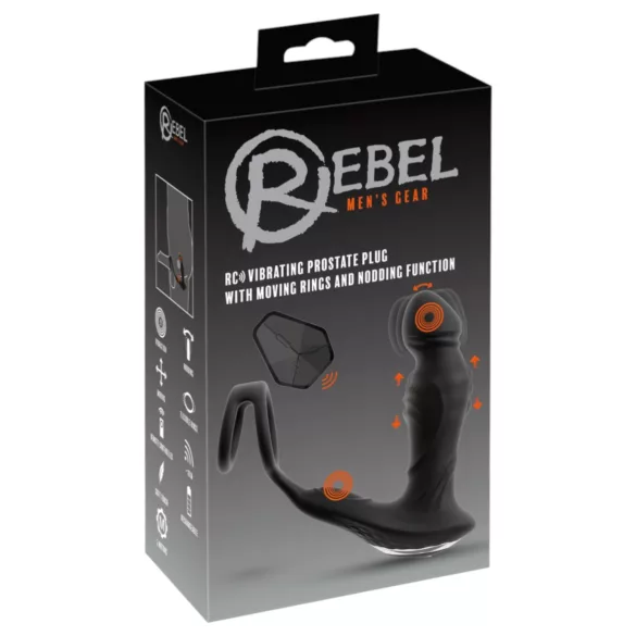 Rebel - prostata vibrator med stötfunktion - svart