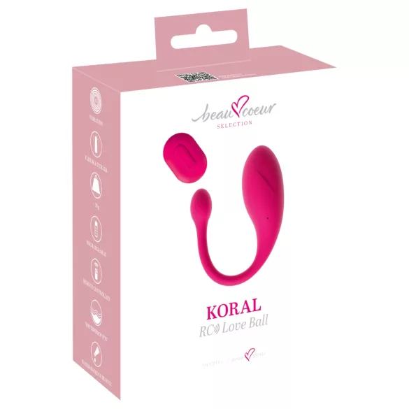 Beau Coeur Coral - vibrerande ägg med fjärrkontroll (rosa)