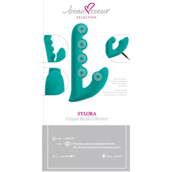 Beau Coeur Sylora - pärlbesatt 2-i-1 vibrator (grön)