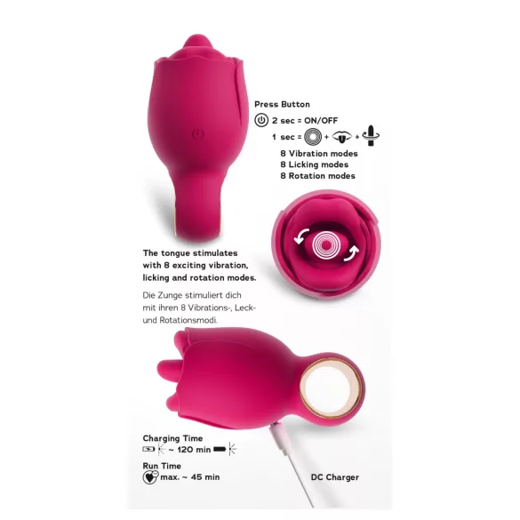 You2Toys Oral Fun - tungformad klitorisstimulator vibrator (rosa)
