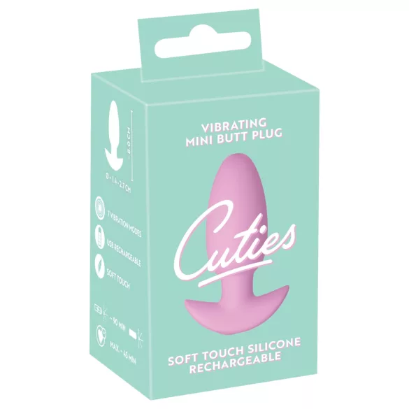 Cuties Mini - analplugg med vibration - silikon rosa