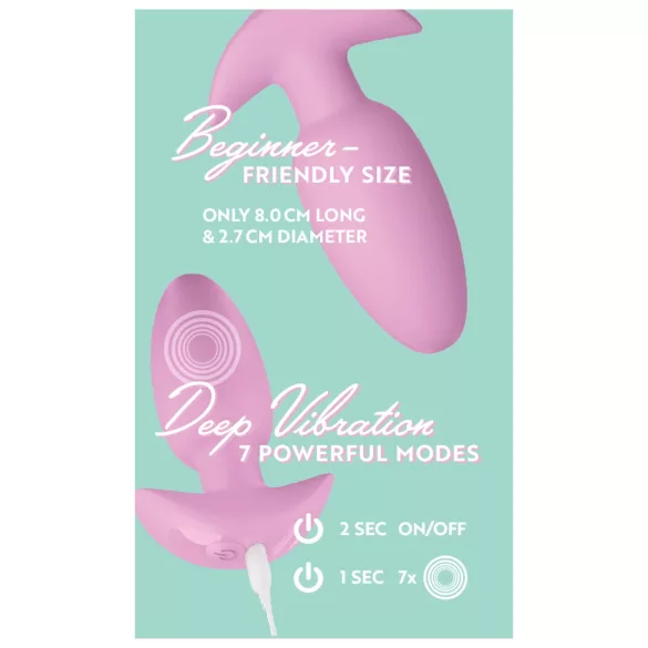 Cuties Mini - analplugg med vibration - silikon rosa