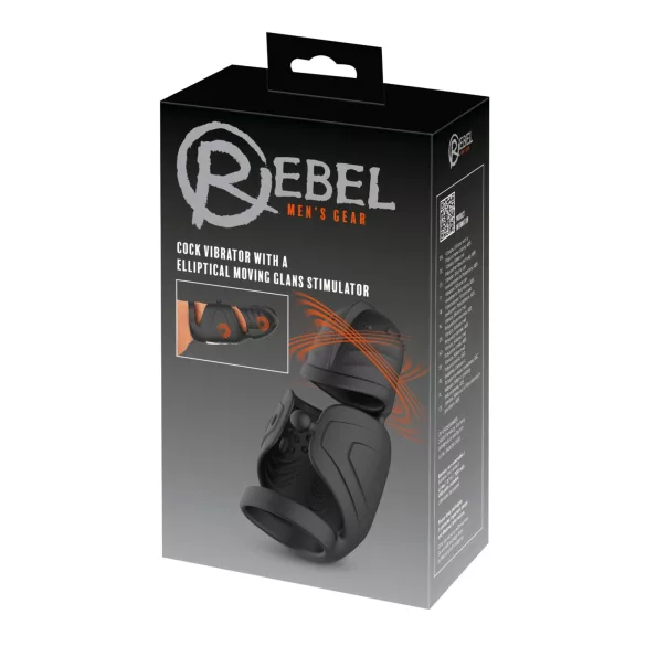 Rebel - penisvibrator för män med rörlig ollonstimulering (svart)