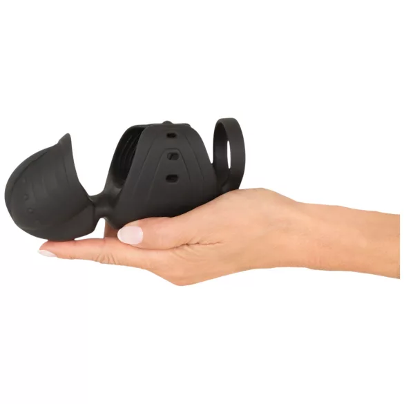 Rebel - penisvibrator för män med rörlig ollonstimulering (svart)