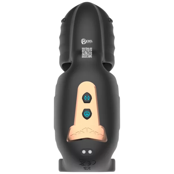Rebel - penisvibrator för män med rörlig ollonstimulering (svart)