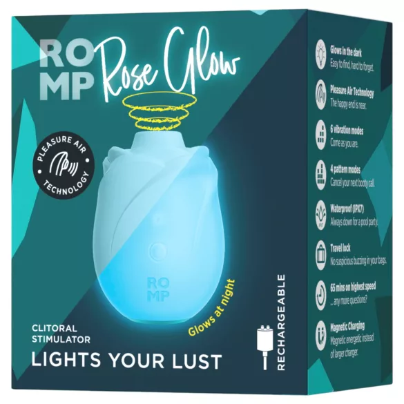 ROMP Rose Glow - luftvågs-klitorisstimulator (blå)