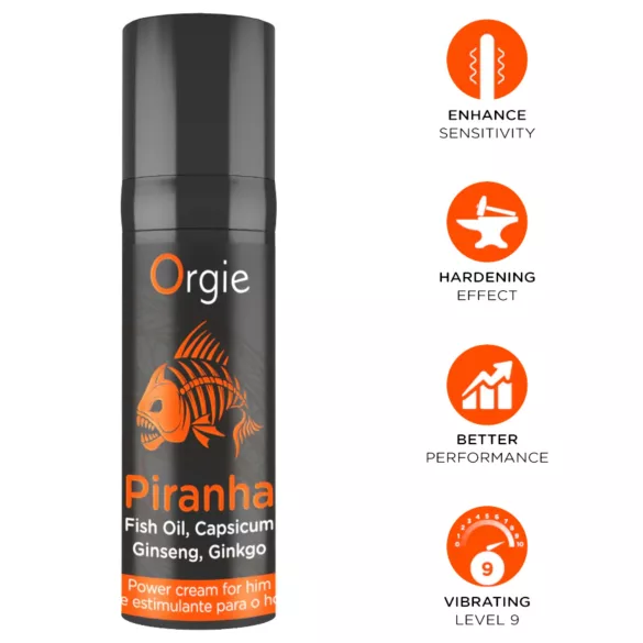 Orgie Piranha Power Cream - Stimulerande potenskapande kräm för män (15 ml)