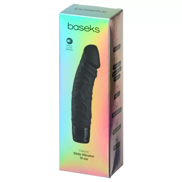 Baseks - verklighetstrogen stavvibrator (svart) - 19 cm