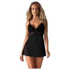 Obsessive - spetsbabydoll och trosa (svart) - L/XL