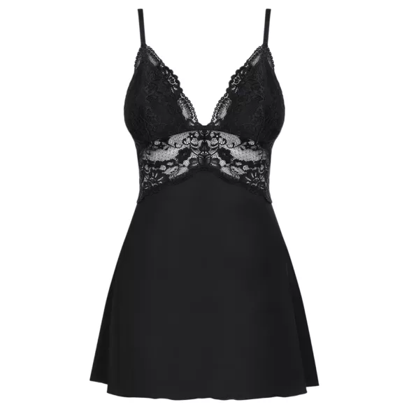 Obsessive - spetsbabydoll och trosa (svart) - L/XL