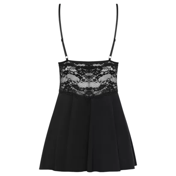 Obsessive - spetsbabydoll och trosa (svart) - L/XL
