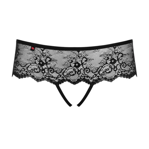 Obsessive Merossa - öppen stringtrosa med strass - svart - 2XL/3XL