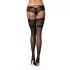 Obsessive Leticia - stayups med bred spets - svart - L/XL