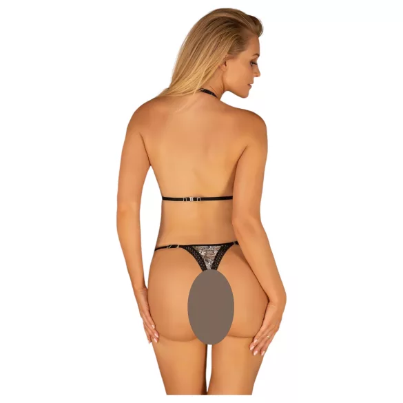 Obsessive Xenita - Transparent mönstrat bh-set (grå) - L/XL