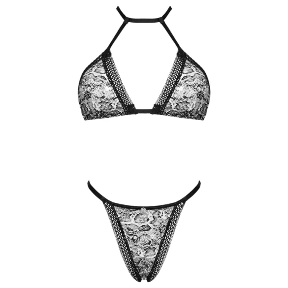 Obsessive Xenita - Transparent mönstrat bh-set (grå) - L/XL