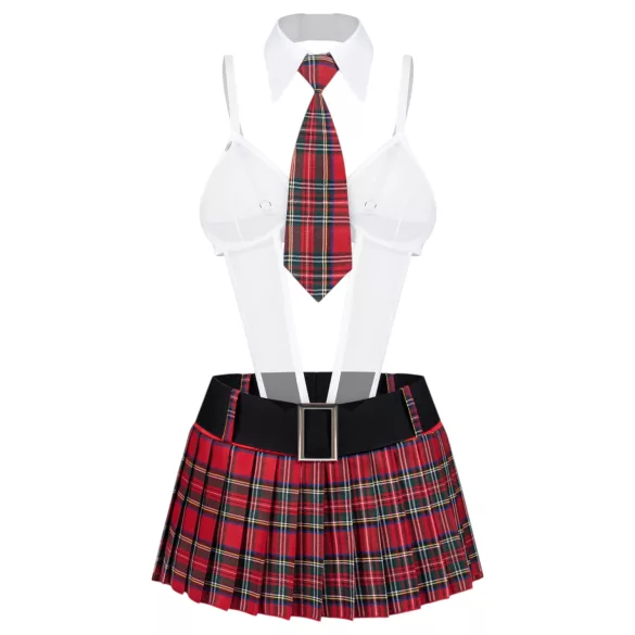 Obsessive College Girl - femdelad skoluniform‑kostym (röd)