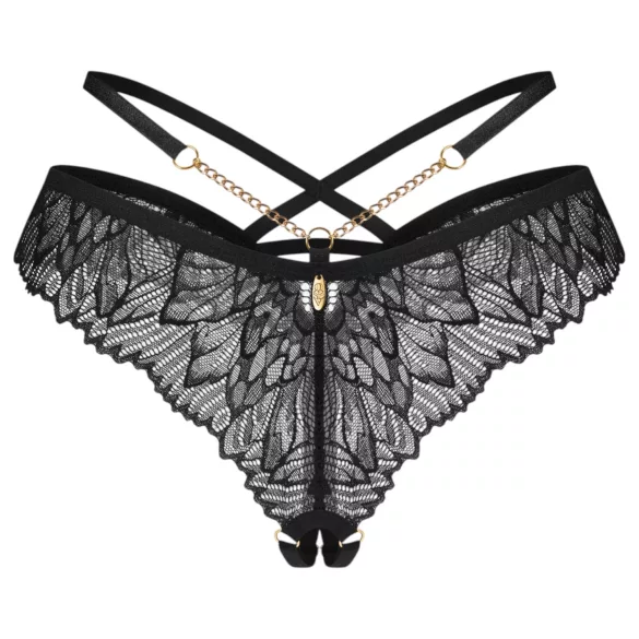 Obsessive Matildea - öppen spetsstring (svart) - L/XL
