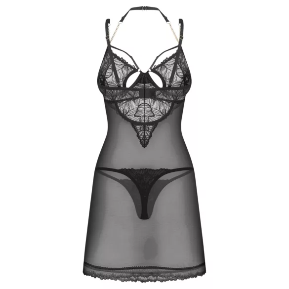 Obsessive Matildea - nattlinne och tanga-set (svart)