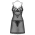 Obsessive Matildea - nattlinne och tanga-set (svart) - L/XL