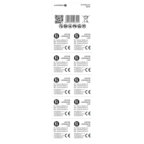 Elem - knappcellsbatteri LR1130/LR54 - 10 st